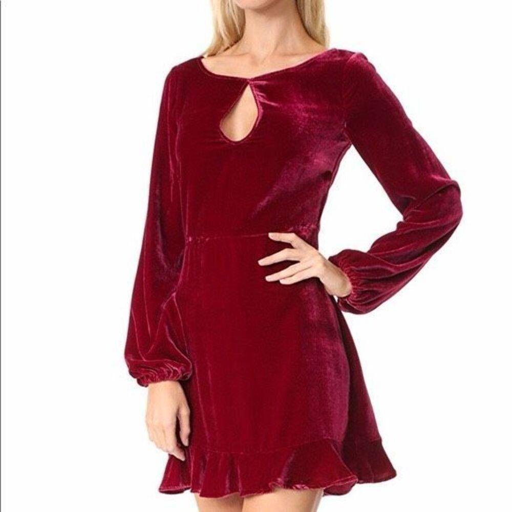 For Love & Lemons Velvet Dress Size XS Burgundy Velvet Holiday Christmas